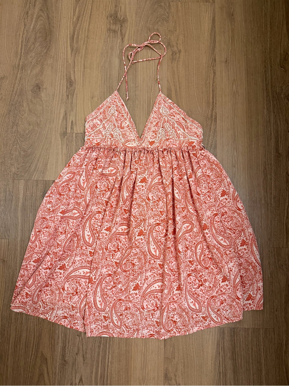 Zara Paisley Beaded Halter Babydoll Dress NWT